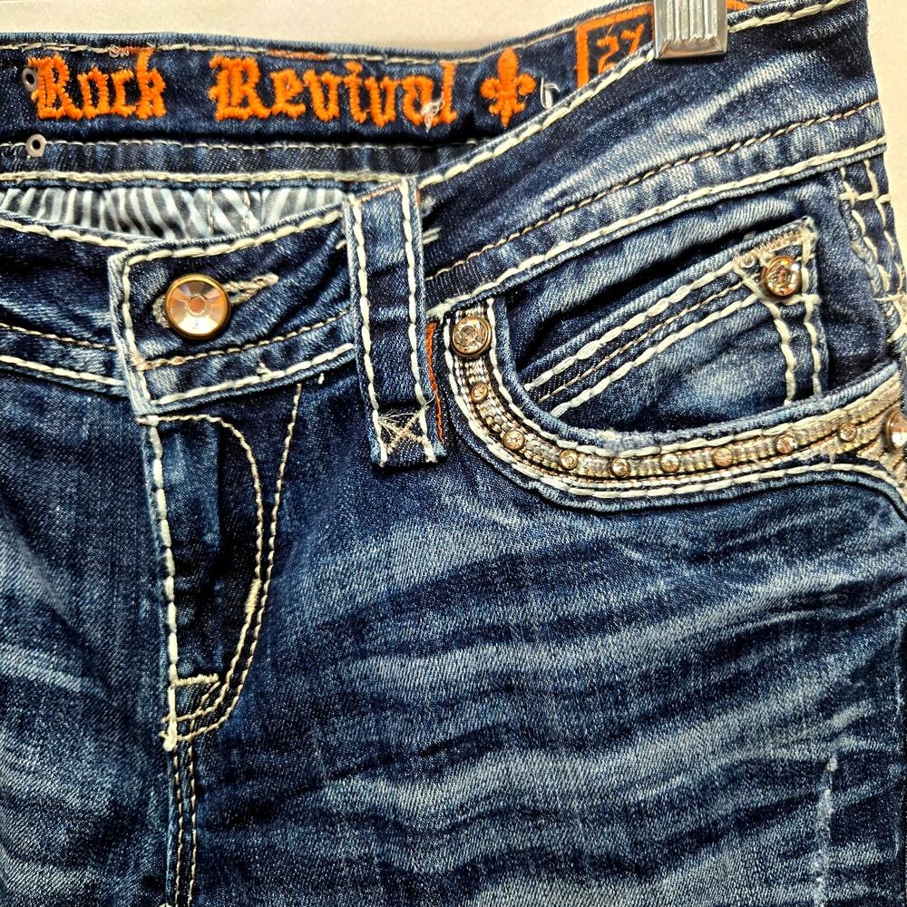 ROCK REVIVAL WOMEN'S ELEANOR BOOT JEANS  SIZE 27 Embellished Distressed #950 - Picture 2 of 12